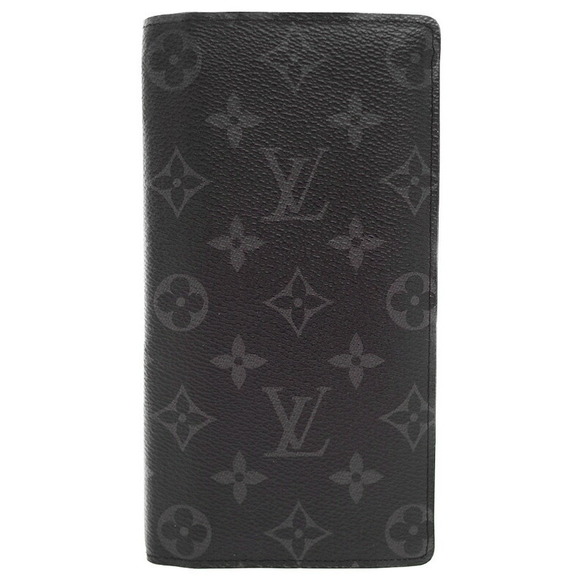 Louis Vuitton Wallet Bifold Long Portefeuille Eclipse Brazza Black - Picture 1 of 5